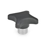 Hand Knobs, Technopolymer, with Protruding Stainless Steel Bushing