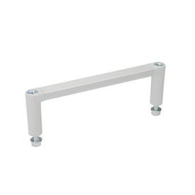 GN 423 U-Handles, for 19“ Rack and Enclosure Layout Type: B - Mounting from the operator's side<br />Finish: ELG - Anodized, natural color / Handle shanks light grey, matte