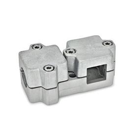 GN 194 T-Angle Connector Clamps, Aluminum d<sub>1</sub> / s<sub>1</sub>: B - Bore<br />d<sub>2</sub> / s<sub>2</sub>: V - Square<br />Finish: BL - Blasted, matt