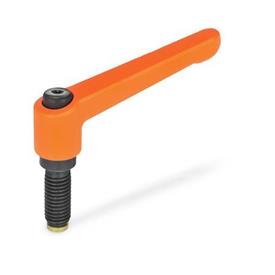 GN 306 Adjustable Hand Levers with Special Tipped Threaded Studs Color: OS - Orange, RAL 2004, textured finish<br />Type: MS - Brass tip