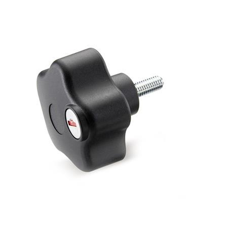 GN 5337.9 Safety Star Knobs with Threaded Stud, Plastic 
