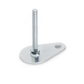 GN 42 Pieds de machine, acier, zingué avec patte de fixation en forme de goutte Form: A0 - sans sous-couche en caoutchouc<br />Version (vis): S - sans écrou hexagonal externe en bas