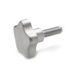 Stainless Steel Star Knobs with Threaded Stud, AISI 304
