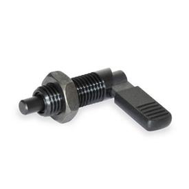 GN 721 Cam Action Indexing Plungers, Steel, without Locking Function Type: LBK - Left-hand lock, with plastic cap, with lock nut