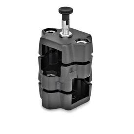 GN 134.7 Kreuz-Rastschlitten, Aluminium Kennziffer: R - mit Rastbolzen<br />Oberfläche: SW - schwarz, RAL 9005, strukturmatt