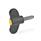 GN 633.10 Flügelschrauben, Kunststoff, Gewindezapfen Edelstahl, mit Kunststoff-Druckzapfen Farbe der Abdeckkappe: DGB - gelb, RAL 1021, matt