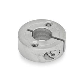 GN 7062.2 Semi-Split Shaft Collars, Stainless Steel, with Flange Holes Type: C - With two tapped holes