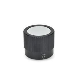 GN 726.1 Control Knobs, Aluminum, Black Anodized Type: A - With arrow<br />Identification no.: 1 - With grub screw
