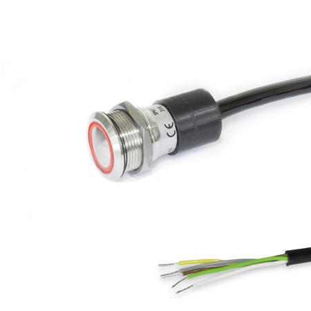 GN 3310 Interrupteurs, inox, à bouton poussoir éclairé Éclairage: RG - rouge/vert (bicolore)
Type de raccordement: K - Câble