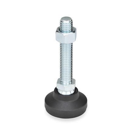 GN 343.4 Leveling Feet, Foot Plastic / Threaded Stud Steel Type: G - With rubber pad