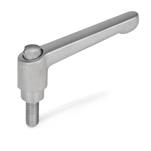 Adjustable Stainless Steel Hand Levers, with Threaded Stud, Matte Shot-Blasted