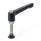 GN 306 Palancas de apriete ajustables, zamac, inserto acero inoxidable, con espárragos roscados, con punta especial Tipo: KDN - Punta esférica con base de apriete POM
Color: B - Negro, RAL 9005, acabado texturado