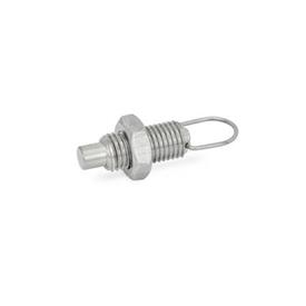 GN 413 Indexing Plungers, Stainless Steel Material: NI - Stainless steel<br />Type: AK - without rest position, with lock nut
