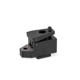 GN 9190.2 Crampon latéraux avec filetage de serrage et support Type: E - Avec mâchoire de serrage dentelée<br />Codage: G - Course de serrage avec vis à bille orientable