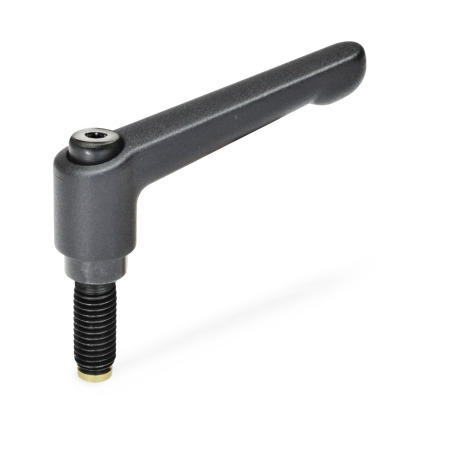 Adjustable Hand Levers GN 306: Zinc Die Casting, Insert Steel, with External Thread, with Special Tip