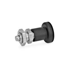 GN 607.1 Indexing Plungers, Stainless Steel / Plastic Knob Material: NI - Stainless steel<br />Type: AK - With lock nut