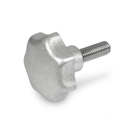 GN 6336.5 Star Knobs, Aluminum, Threaded Stud Stainless Steel Finish: AM - Matte finish (tumbled)