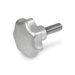 Sterngriffschrauben, Aluminium, Gewindezapfen Edelstahl