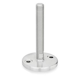 GN 23 Leveling Feet, Stainless Steel Type (Foot plate): D0 - Fine turned, without rubber underlay<br />Version of the screw: T - Without nut, wrench flat at the bottom