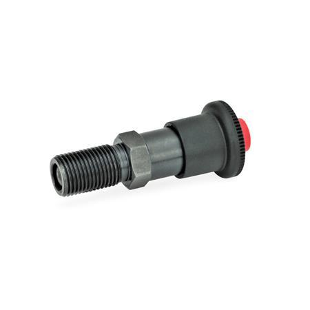 GN 414.1 Indexing Plungers, with Click-Type Safety Lock, Unlocking with Push-Button Material: ST - Steel
Type: A - Without lock nut