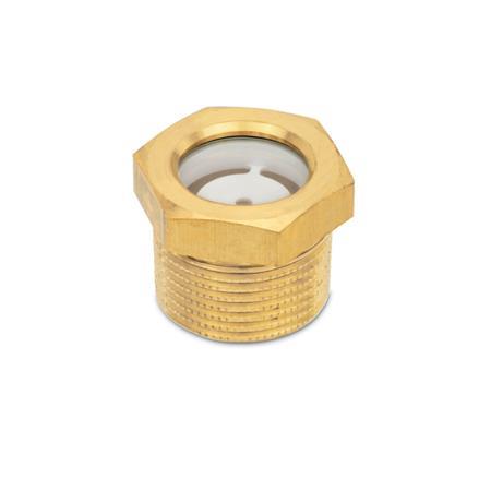 Spie di livello olio GN 743.8: Ottone, con filettatura conica, fino a 180 °C