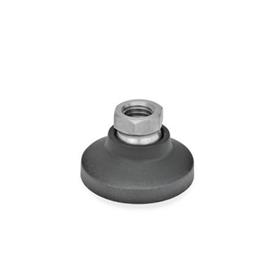 GN 343.7 Leveling Feet, Foot Plastic, Internal Thread Stainless Steel Type: A - Without rubber pad