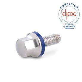 GN 1580 Viti, acciaio INOX, Hygienic Design Finitura: MT - finitura matte (Ra < 0,8 µm)<br />Materiale (anello di tenuta): H - HNBR