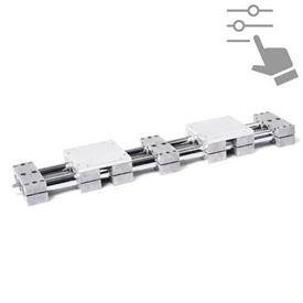 GN 4960 Double Tube Linear Actuators, Steel / Stainless Steel, with Two Independent Double Sliders, Configurable 