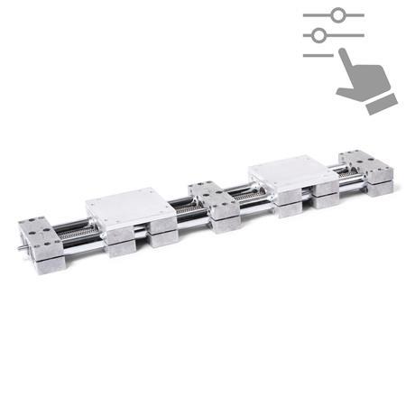 GN 4960 Double Tube Linear Actuators, Steel / Stainless Steel, with Two Independent Double Sliders, Configurable 