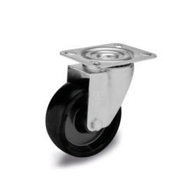 GN 22894 Medium Duty Casters, Phenolic Resin, Light Version, for High Temperatures Bearing type: G - Friction bearing<br />Type (bracket): L - Swivel bracket with mounting plate<br />Coding: L - Light version<br />Material (bracket): ST - Steel sheet metal, zinc plated