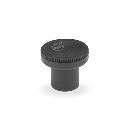 GN 676 Knurled Knobs, Plastic, Antimicrobial, Threaded Bushing Stainless Steel Finish: SGA - Black-gray, RAL 7021, matte finish