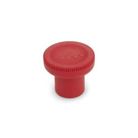 GN 676 Knurled Knobs, Plastic Color: RT - Red, RAL 3000, matte finish