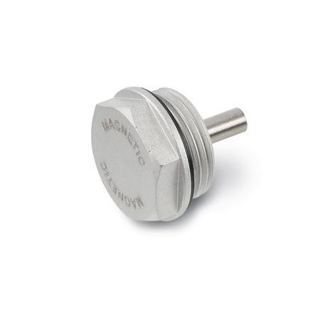 GN 738.1 Magnetic Plugs, Aluminum, FPM/FKM Seal, Resistant up to 180 °C, Plain 