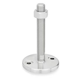 GN 23 Leveling Feet, Stainless Steel Type (Foot plate): D0 - Fine turned, without rubber underlay<br />Version of the screw: TK - With nut, wrench flat at the bottom