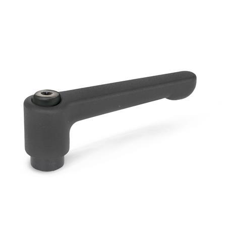 Flat Adjustable Hand Levers GN 302: Zinc Die Casting, Insert Steel Blackened, with Internal Thread / Reamed Hole