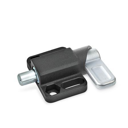 GN 722.3 Spring Latches, Steel, with Flange for Surface Mounting Type: L - Left indexing cam
Finish: SW - Black, RAL 9005, textured finish