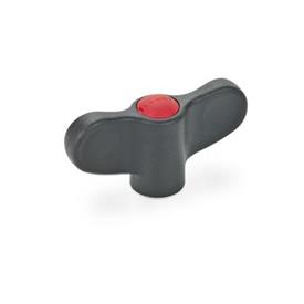GN 634.1 Wing Nuts with Stainless Steel Bushing Color of the cover cap: DRT - Red, RAL 3000, matte finish