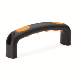 GN 725.3 Poignées étrier, plastique, insert avec empreintes de doigts, Softline Type: B - Montage par le côté opérateur<br />Couleur de l'insert: OR - orange, RAL 2004, finition mat