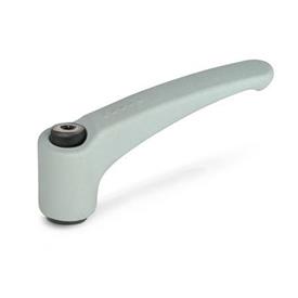 GN 602 Adjustable Hand Levers, Zinc Die Casting, Bushing Steel Color: SR - Silver, RAL 9006, textured finish
