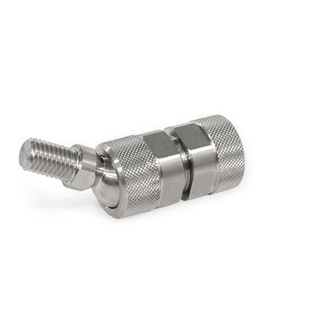 GN 782 Ball Joints, Stainless Steel Material: NI - Stainless steel
Type: KS - Ball with threaded stud
Identification No.: 1 - Mounting socket with internal thread
