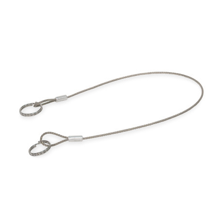 Cavetti di ritegno GN 111.2: Acciaio INOX, con anelli o con un anello e una piastrina