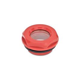 GN 543.2 Oil Sight Glasses, Plastic Type: B - without reflector<br />Colour: RT - Red