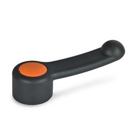 GN 623 Gear Levers, Plastic, Bushing Steel Color of the cover cap: DOR - Orange, RAL 2004, matte finish