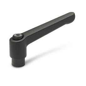 GN 300 Adjustable Hand Levers, Zinc Die Casting, Bushing Steel Blackened Color: SW - Black, RAL 9005, textured finish