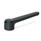 GN 126.1 Flat Adjustable Tension Levers, zinc Die Casting, Insert Stainless Steel, with Internal Thread Color: SW - Black, RAL 9005, textured finish