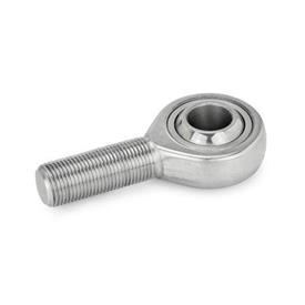 GN 648.6 Ball Joint Heads with Threaded Bolt, Stainless Steel Type: WK - Stainless steel PTFE / Stainless steel self lubricated