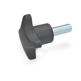 GN 6335.4 Volantini di serraggio a croce, plastica, con perno filettato in acciaio Materiale: ST - Tecnopolimero (poliammide PA)