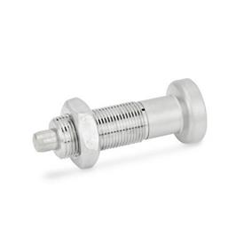 GN 613 Stainless Steel Indexing Plungers Material: NI - Stainless steel<br />Type: AKN - With lock nut, with stainless steel knob