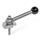 GN 918.7 Clamping Bolts, Stainless Steel, Downward Clamping, Screw from the Operator's Side Type: KVS - With ball lever, angular (serration)
Clamping direction: R - By clockwise rotation (drawn version)