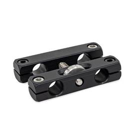 GN 474.3 Parallel Mounting Clamps with Adjustable Spindle, Aluminum Type: S - With four socket cap screws<br />Finish: ELS - Anodized, black